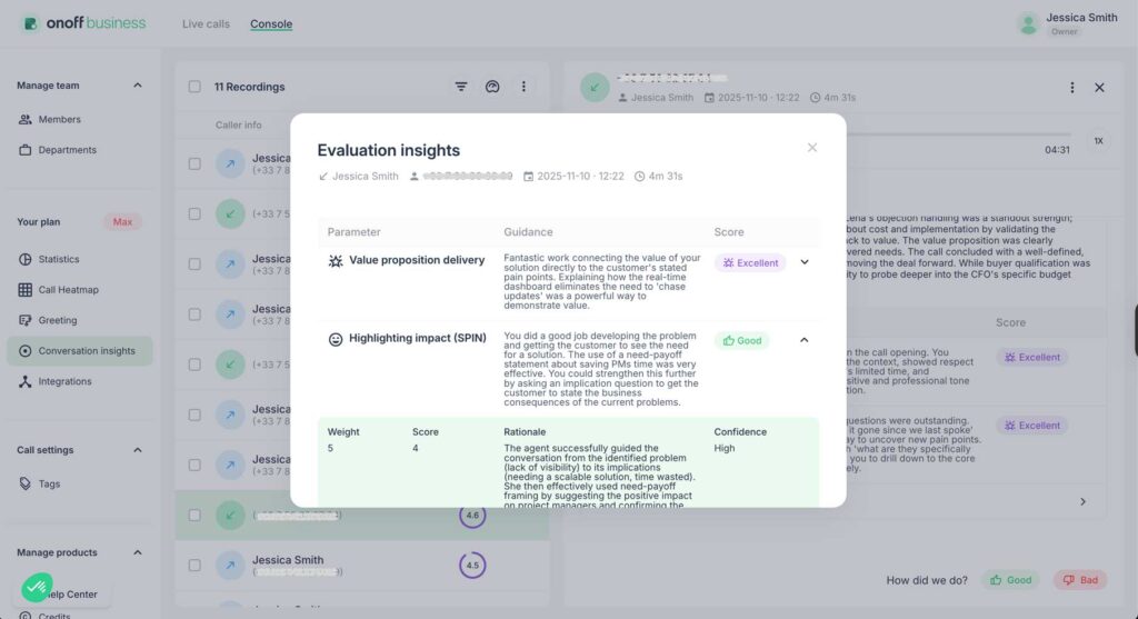 AI Call Evaluation example