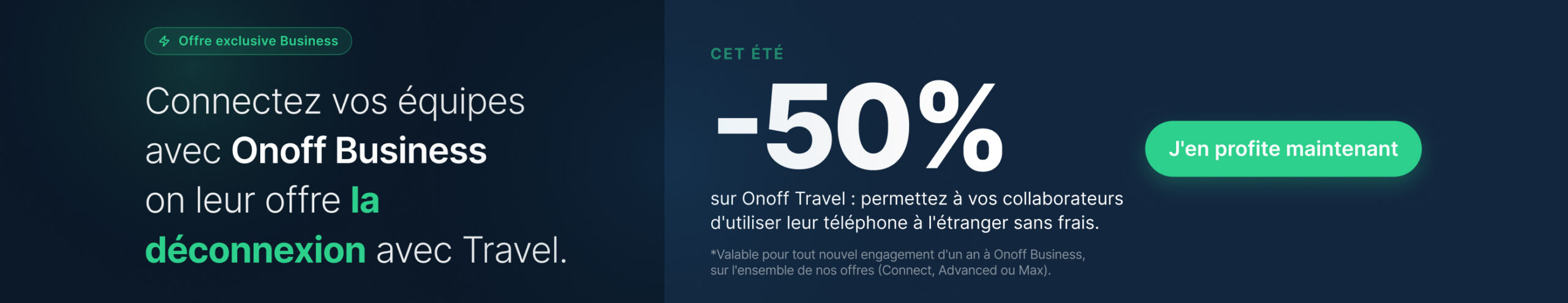 Offre promotionnelle - Onoff business - connexion à l'offre travel