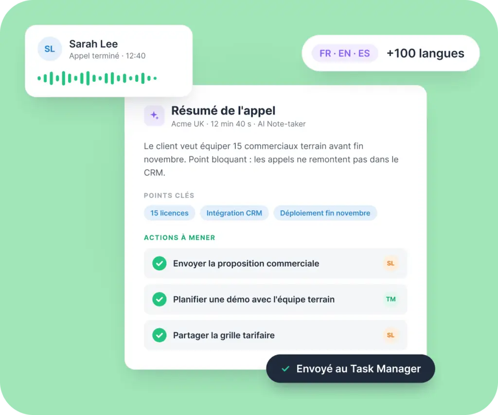 Résumé & actions Onoff Business